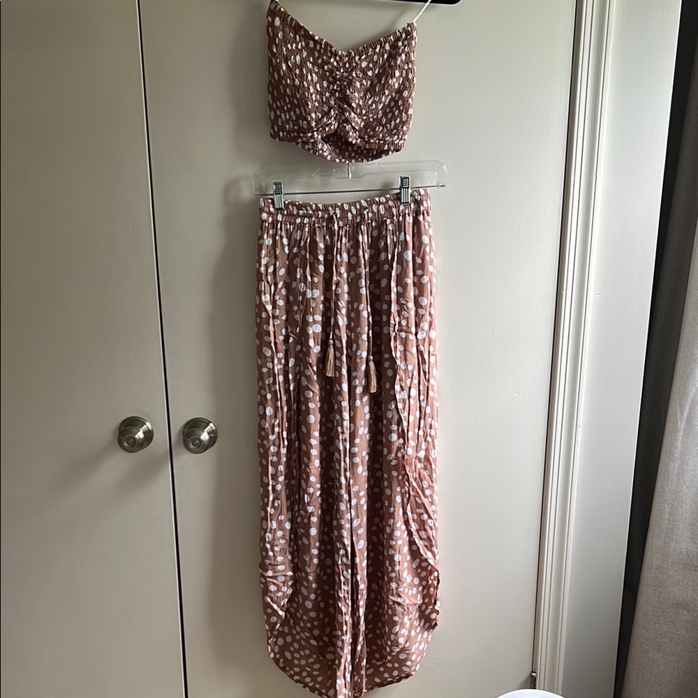 Brown Polka Dot Two-Piece Set